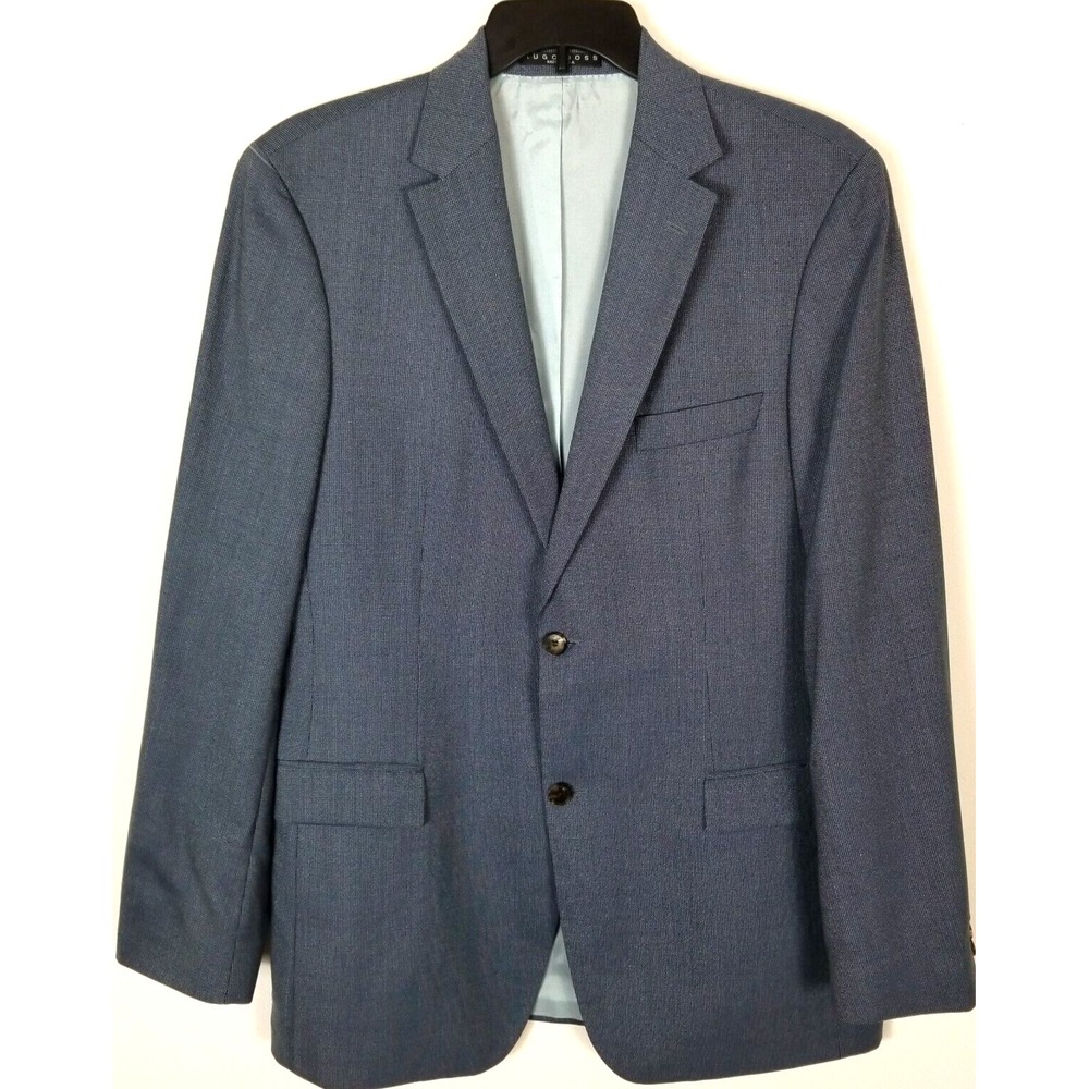 Hugo Boss‎ Men Bertolucchi Wool Blazer  Jacket Light Blue  2 Button 42L